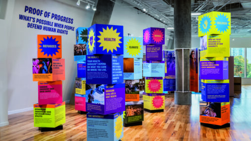 Exhibition view of Cooper Carry Human Rights Gallery redesign at the National Center for Civil and Human Rights