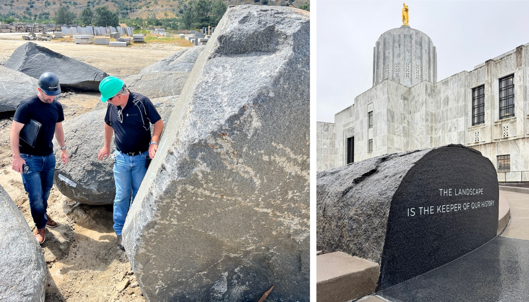 Granite installation by Mayer/Reed at the Oregon State Capitol entry plaza in Oregon